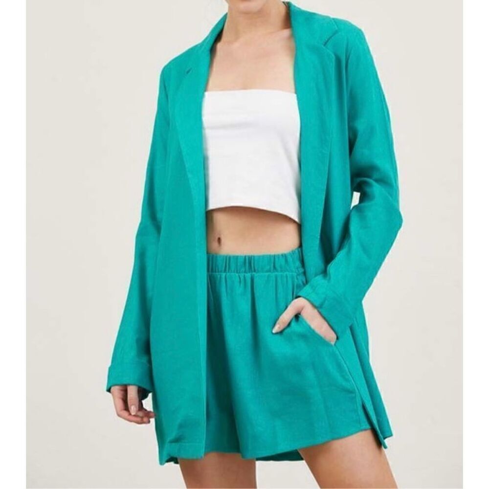 Teal Linen Short Set